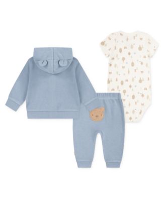 Baby Boy Short Sleeve Bodysuit, Hoodie and Pant, 3-Piece Set