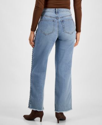 Petite Side-Braid Straight-Leg Jeans, Macy's Exclusive