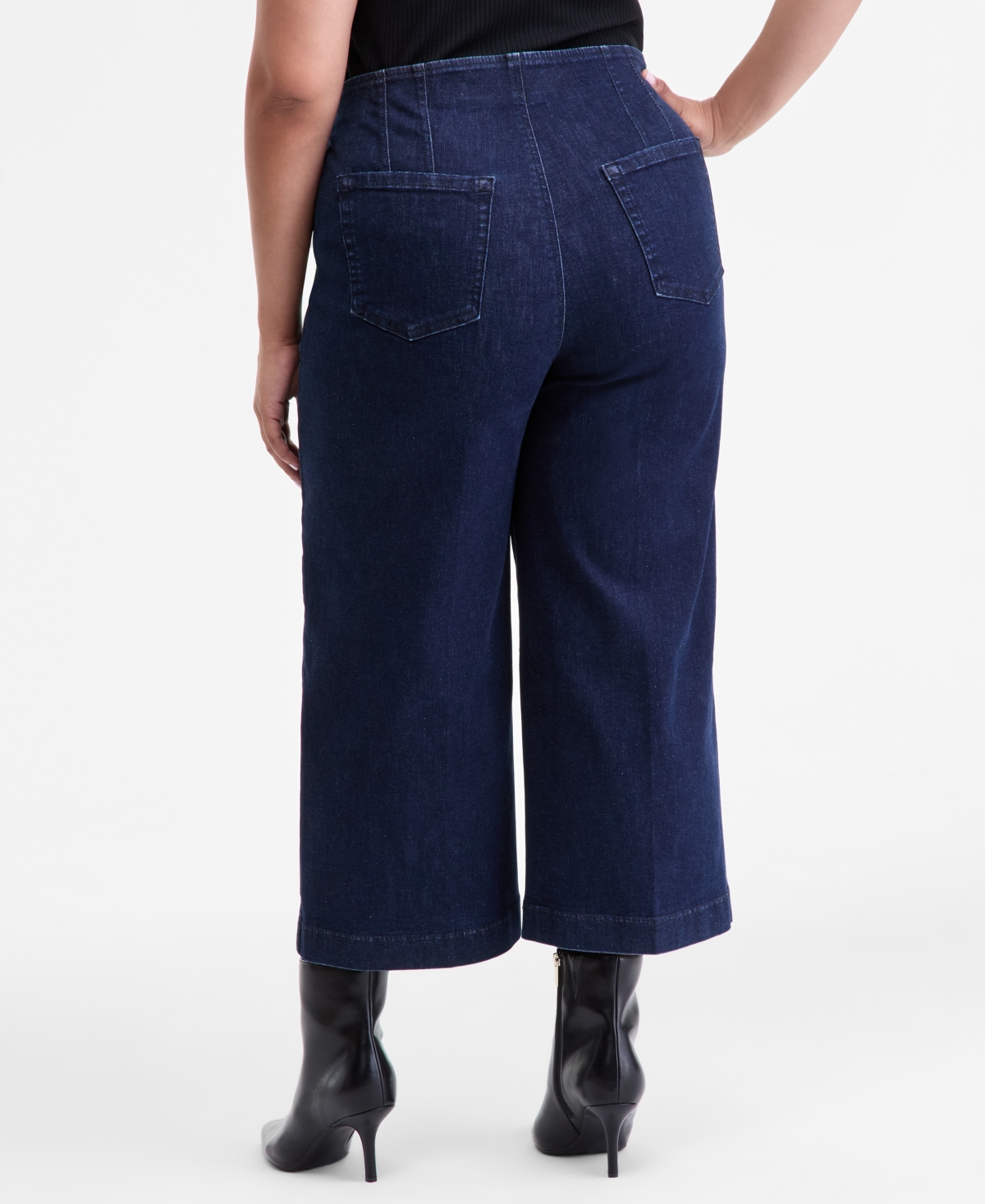 Inc International Concepts Plus Size Cropped Wide-leg Pants, Macy's Exclusive In Black