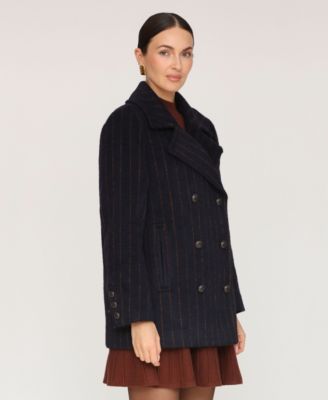 Women's Double Breasted Pinstripe Coat
