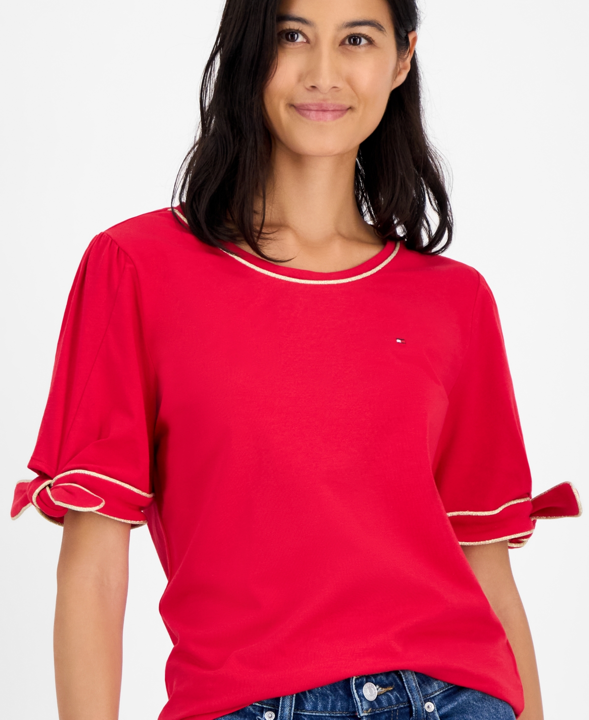 Tommy Hilfiger Women's Tie-Sleeve T-Shirt