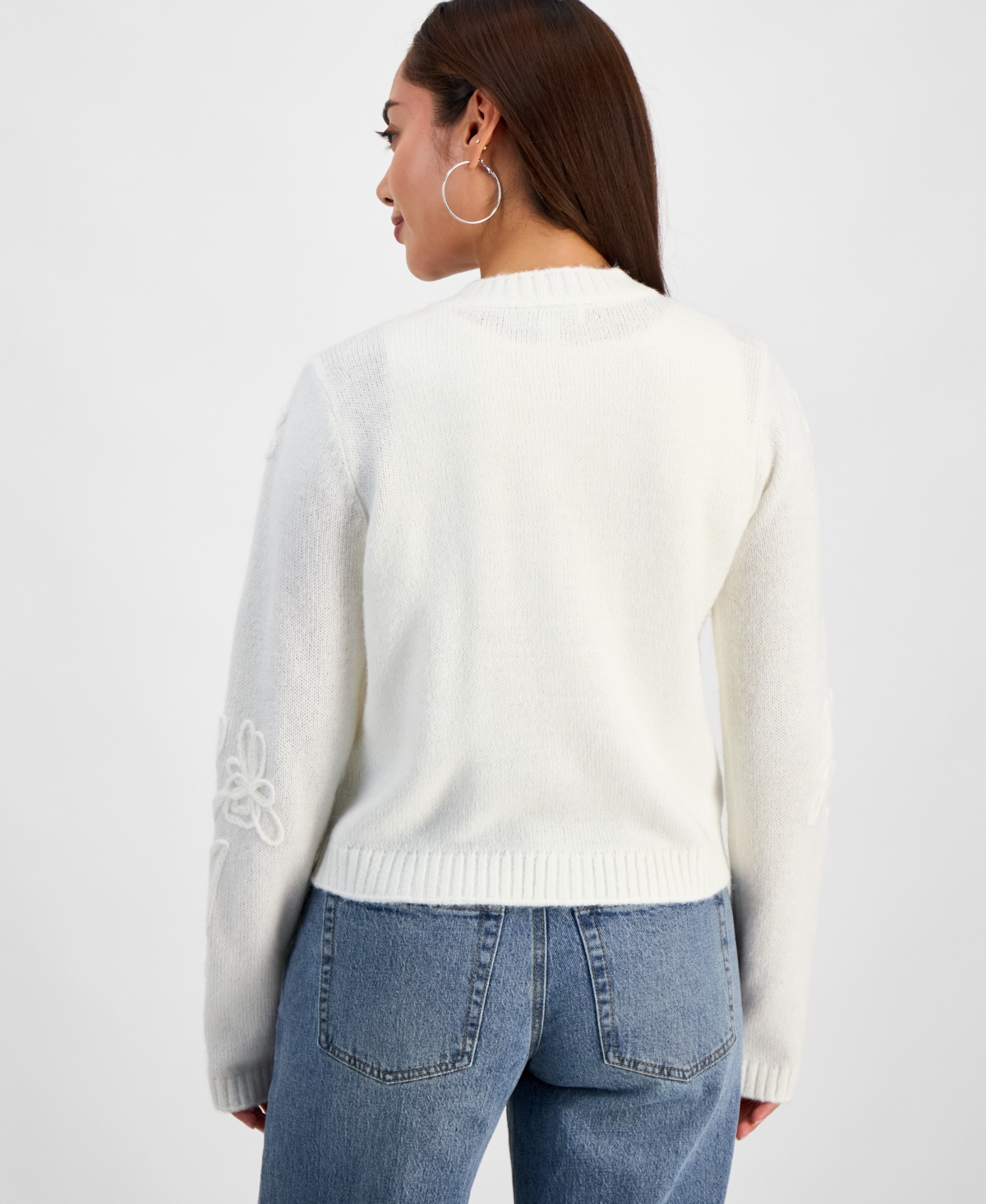 And Now This Petite 3d-floral Cardigan, Macy's Exclusive In White
