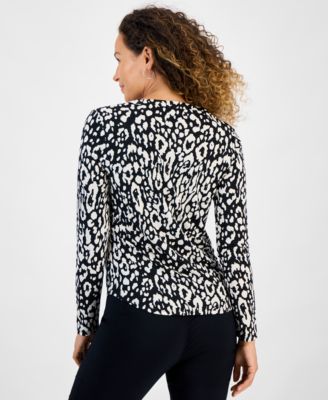 Petite Long-Sleeve Faux-Pocket Long Sleeve Top