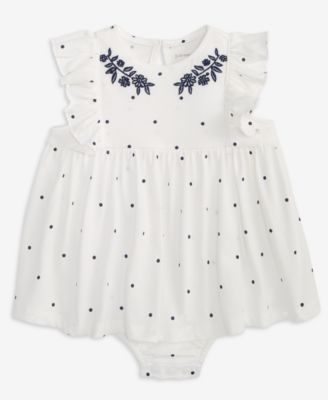 First Impressions - Baby Girls Pin-Dot Skirted Sunsuit