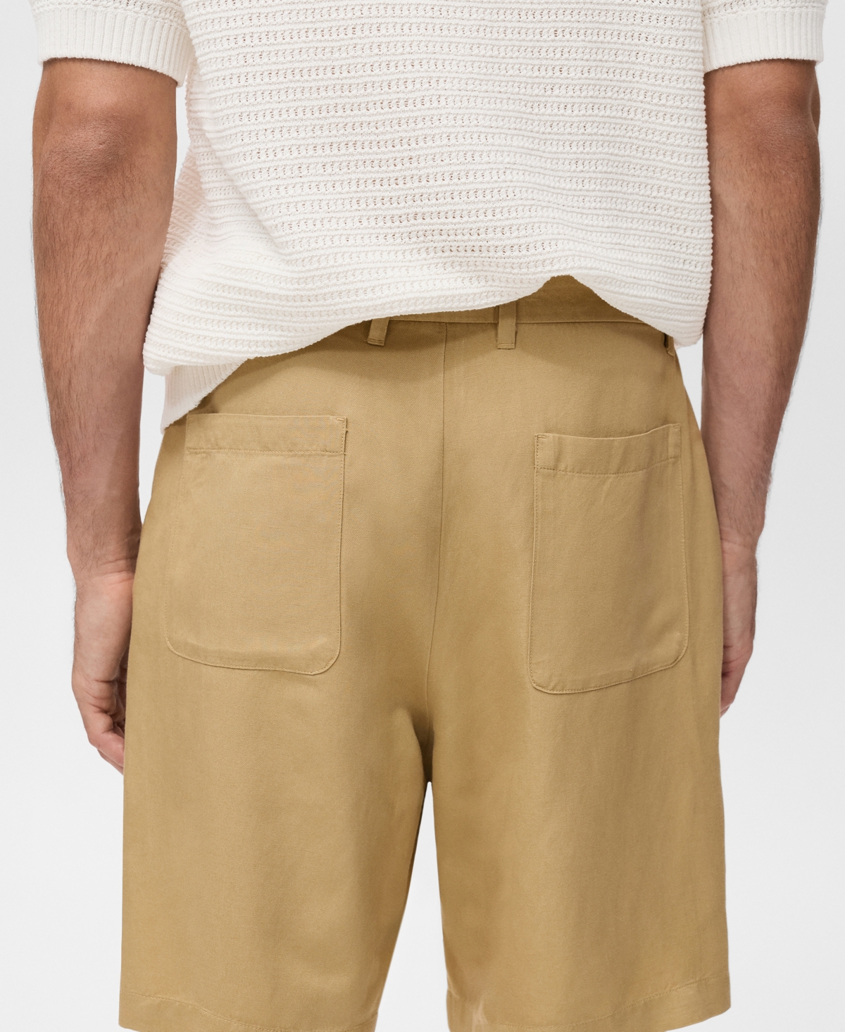 Mango Men's Elastic Waist Linen 9" Bermuda Shorts In Neutral