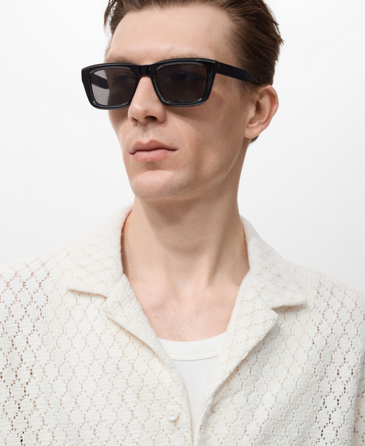 Mango Men's Openwork Detail Cotton Shirt In White