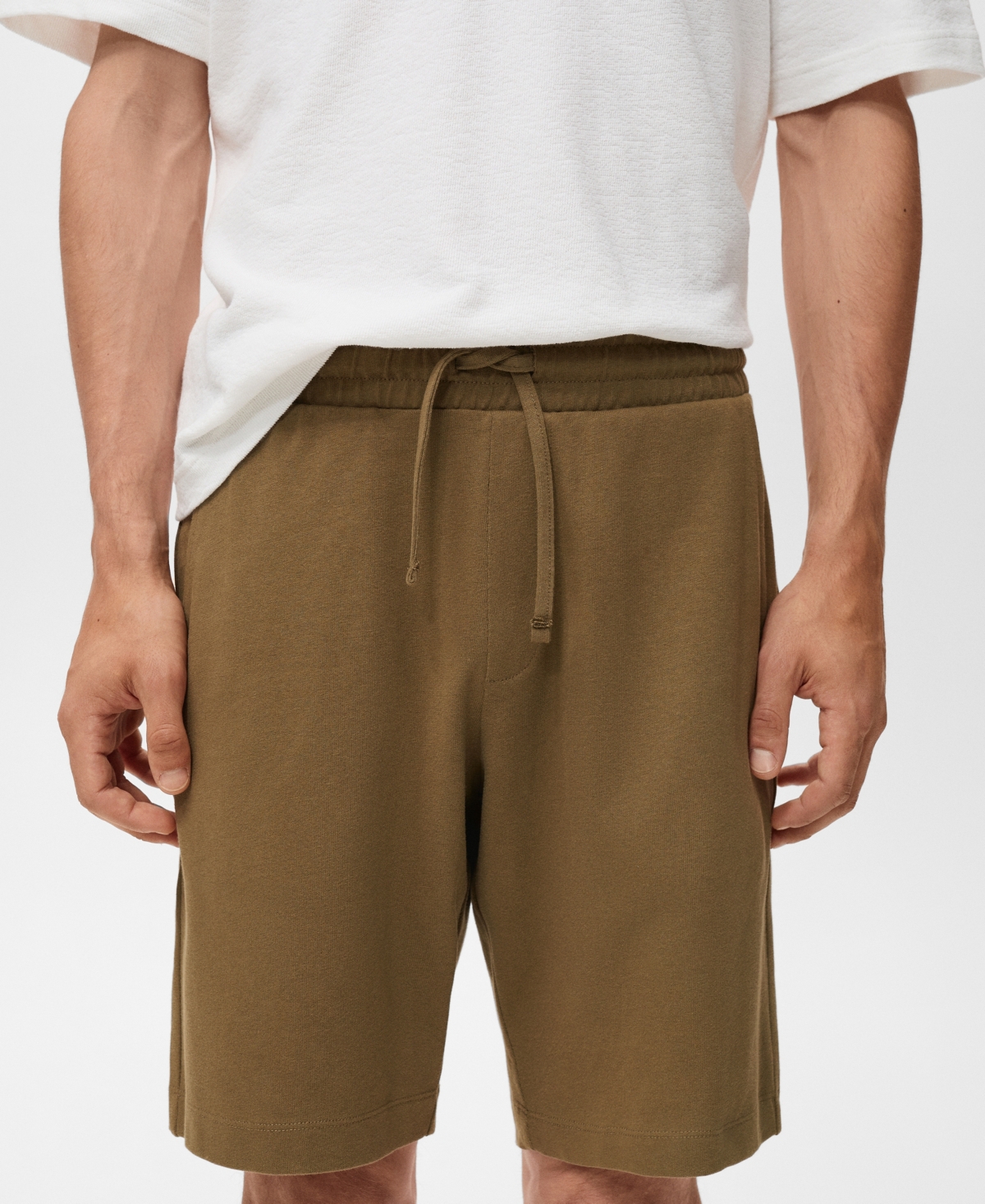 Mango Drawstring Cotton Bermuda Short In Brown
