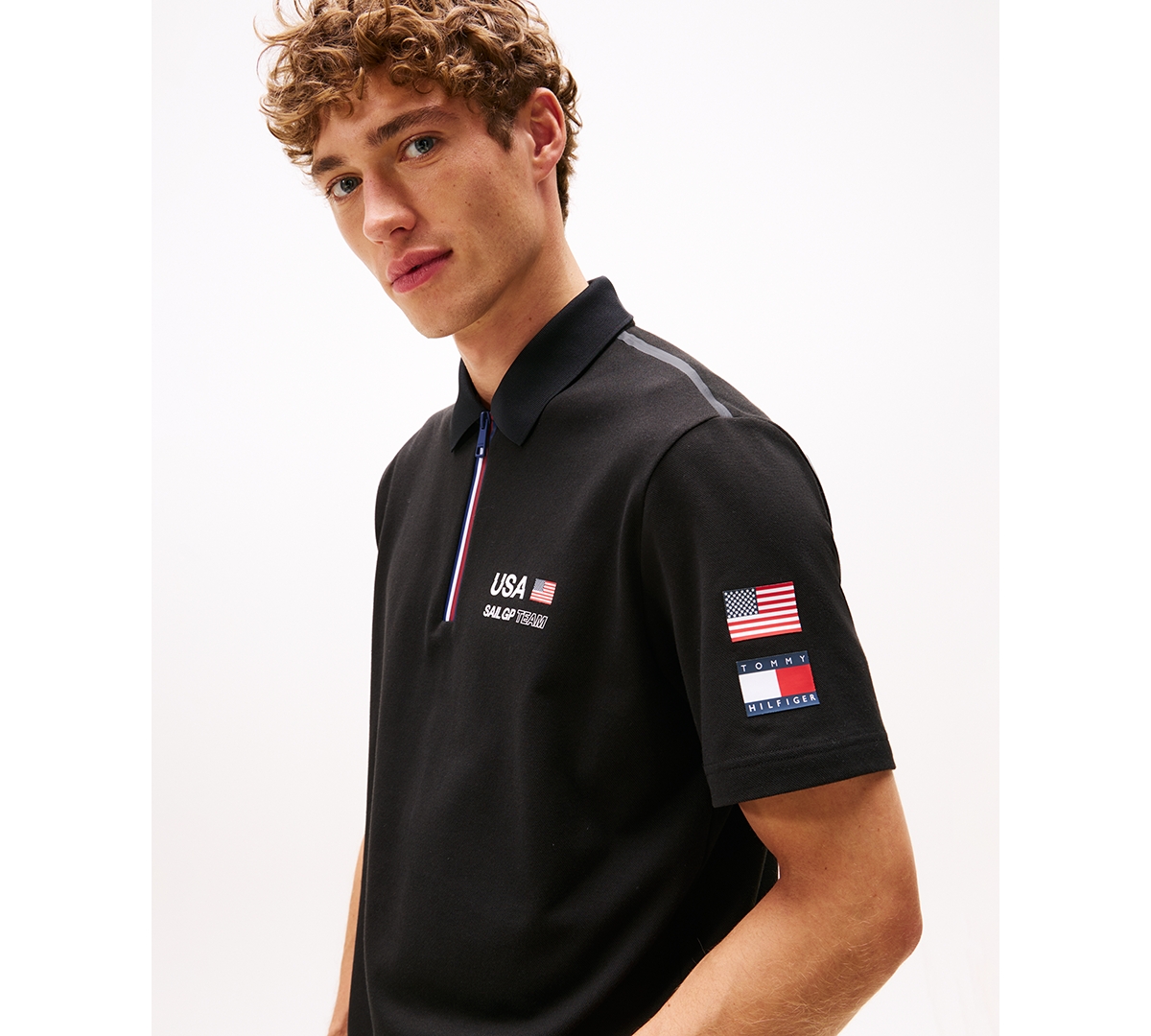 Tommy Hilfiger X U.s. Sail Gp Team Pique Polo Shirt In Black