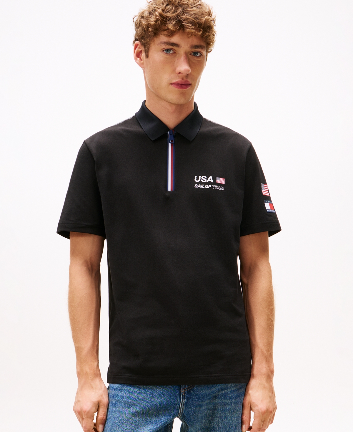 Tommy Hilfiger X U.s. Sail Gp Team Pique Polo Shirt In Black