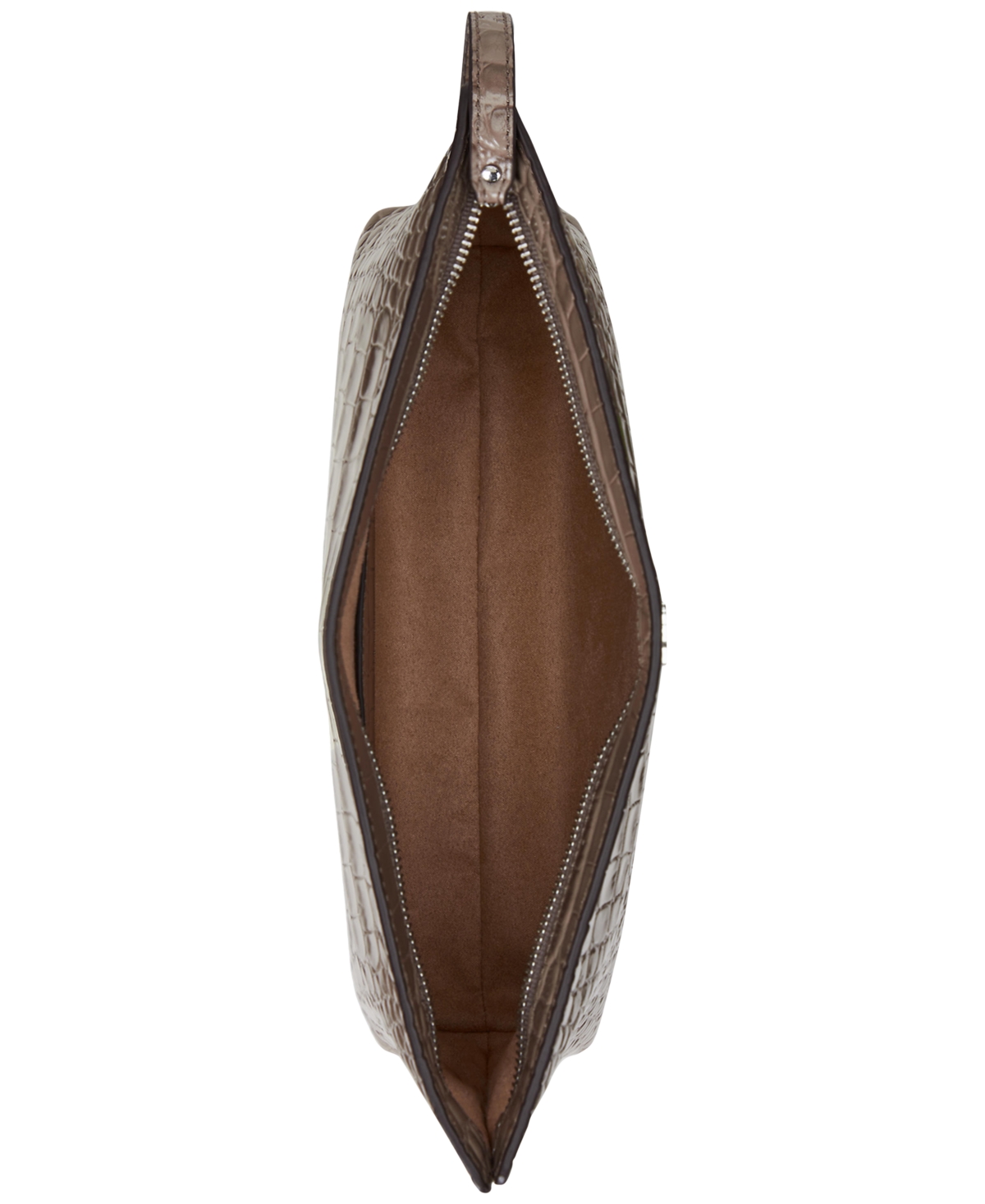 Ralph Lauren Crocodile-embossed Leather Large Pouch In Brown