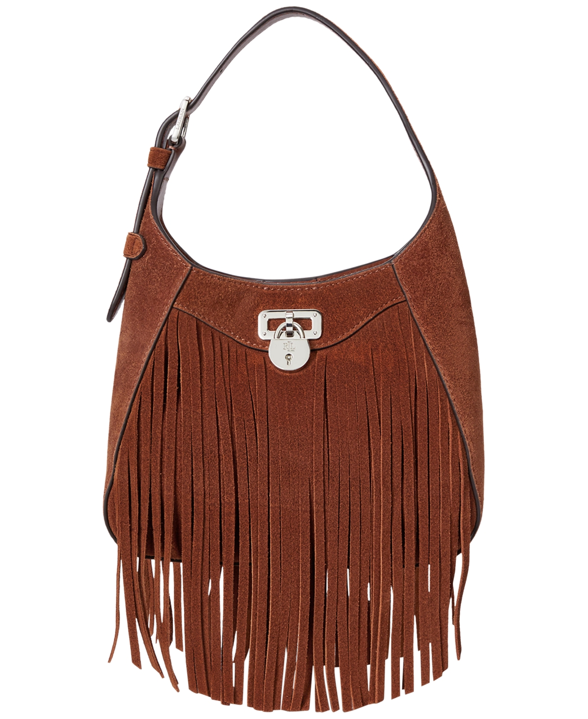 Ralph Lauren Tanner Small Suede Fringe Shoulder Bag In Brown