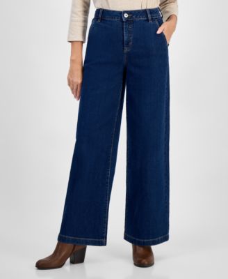 Petite High-Rise Wide-Leg Jeans, Created for Macy's