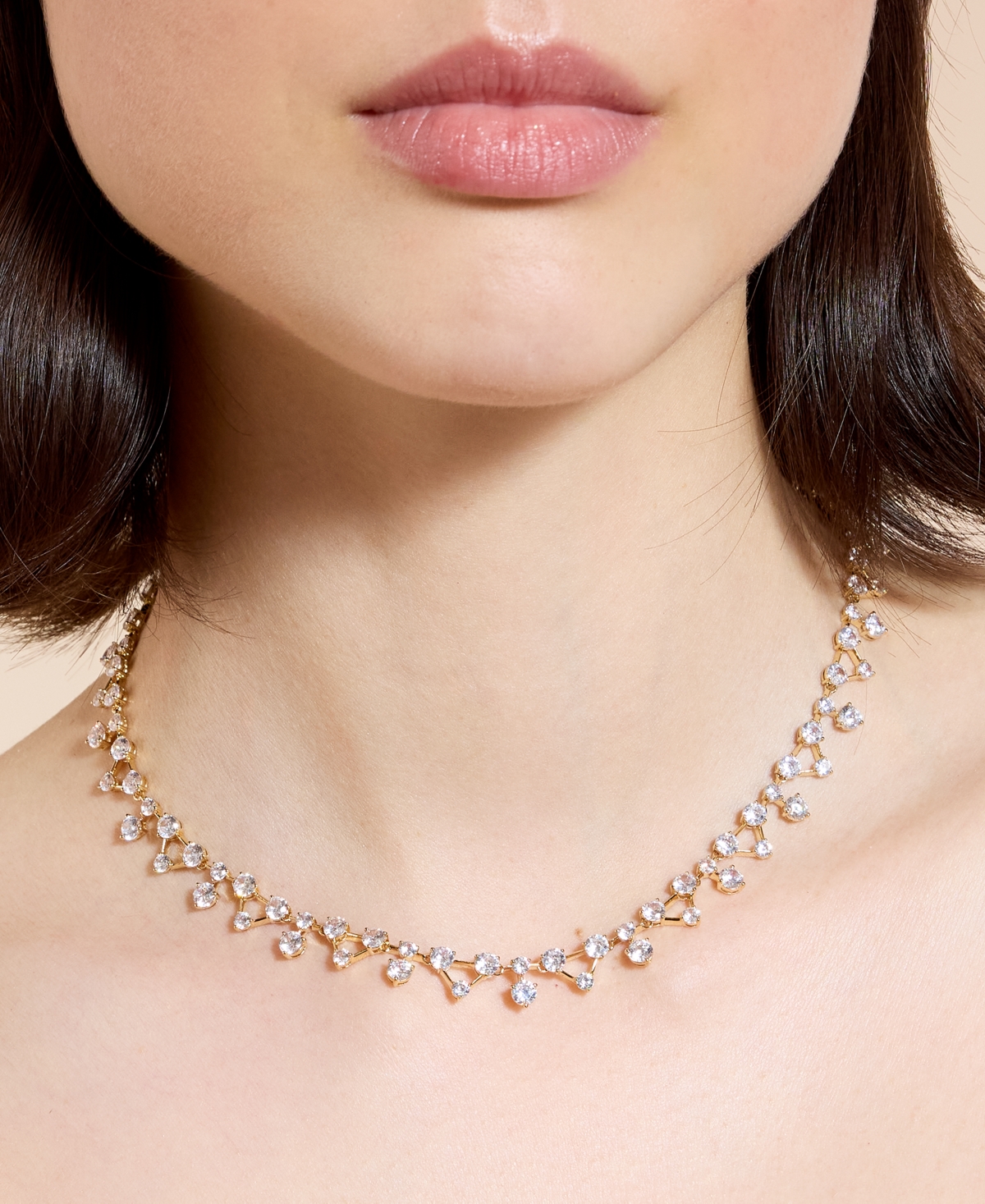 Eliot Danori Cubic Zirconia Lacey All-around Statement Necklace, 15" + 3" Extender In Gold