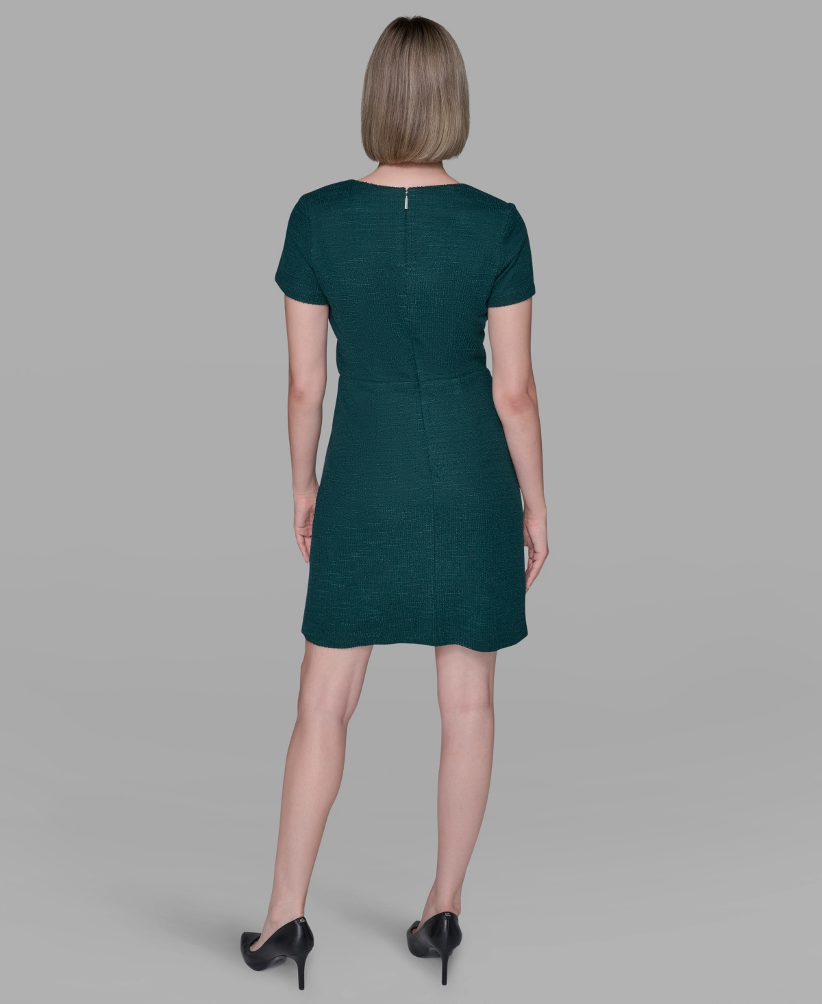 Karl Lagerfeld Women's Embellished Knit Tweed A-line Dress In Green