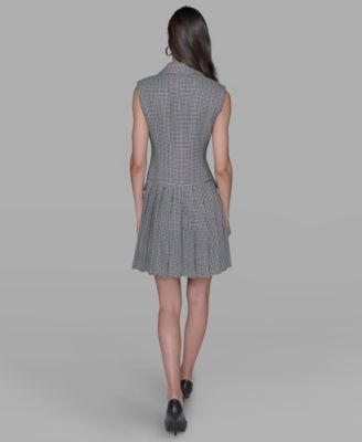Women's Houndstooth Notched Collar Jacket Dress