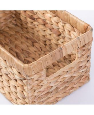 Woven Water Hyacinth Rectangular Storage Bin Basket with Handles