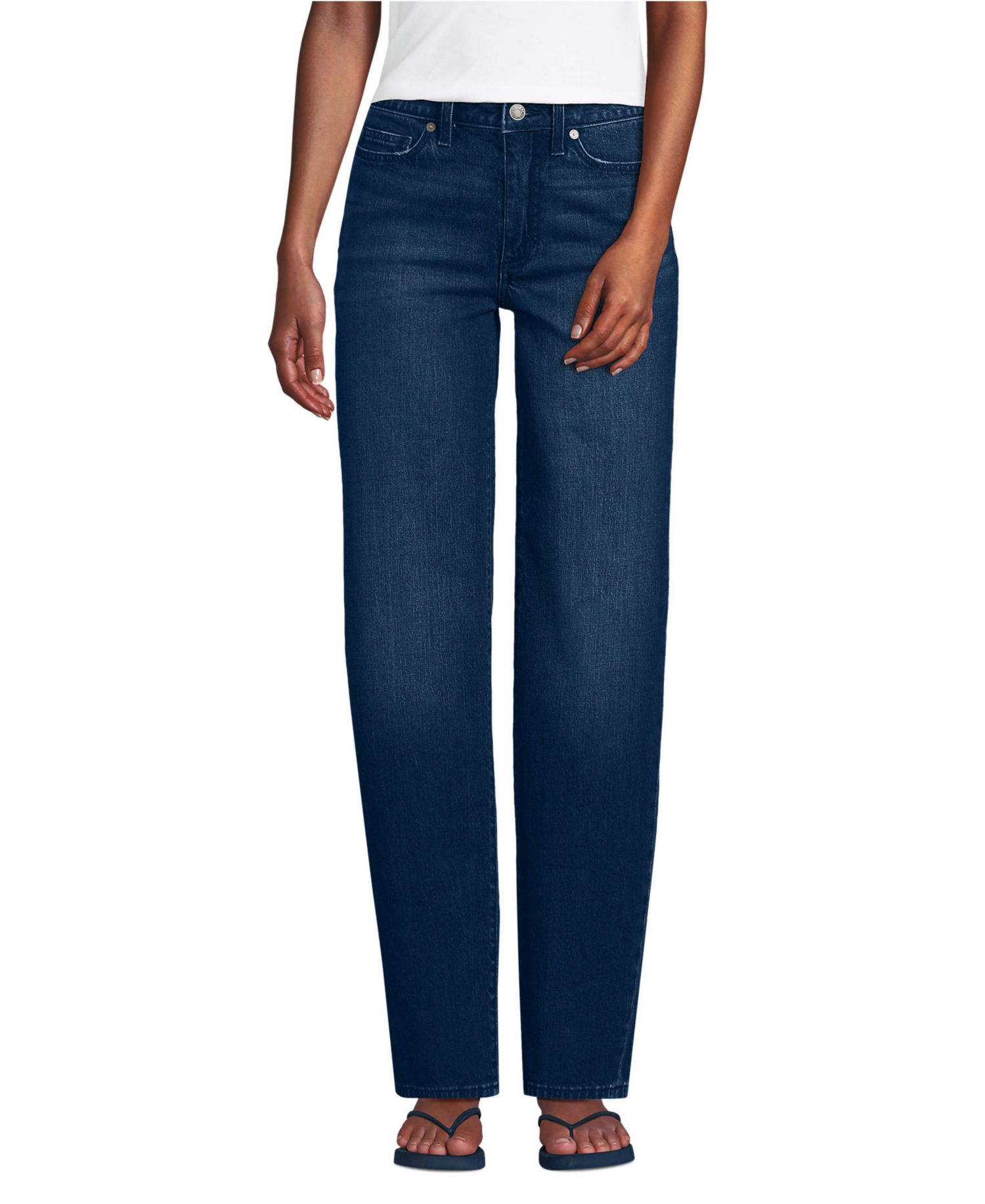 Women's Tall Soft Denim Mid Rise Relaxed Straight Leg Jeans