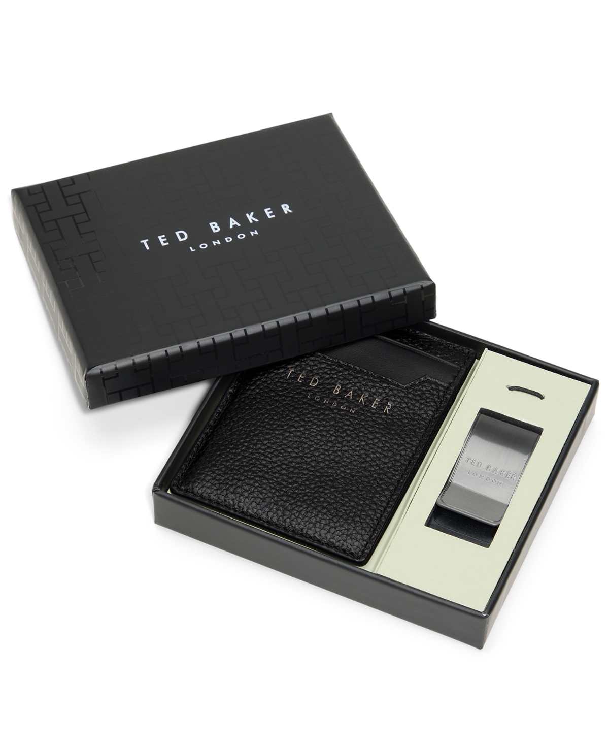 Ted Baker Card Holder And Money Clip Set In Black