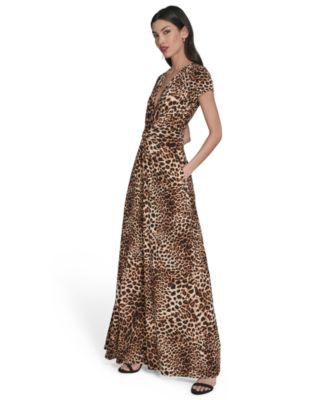 Women's Printed Twist-Front Wide-Leg Jumpsuit