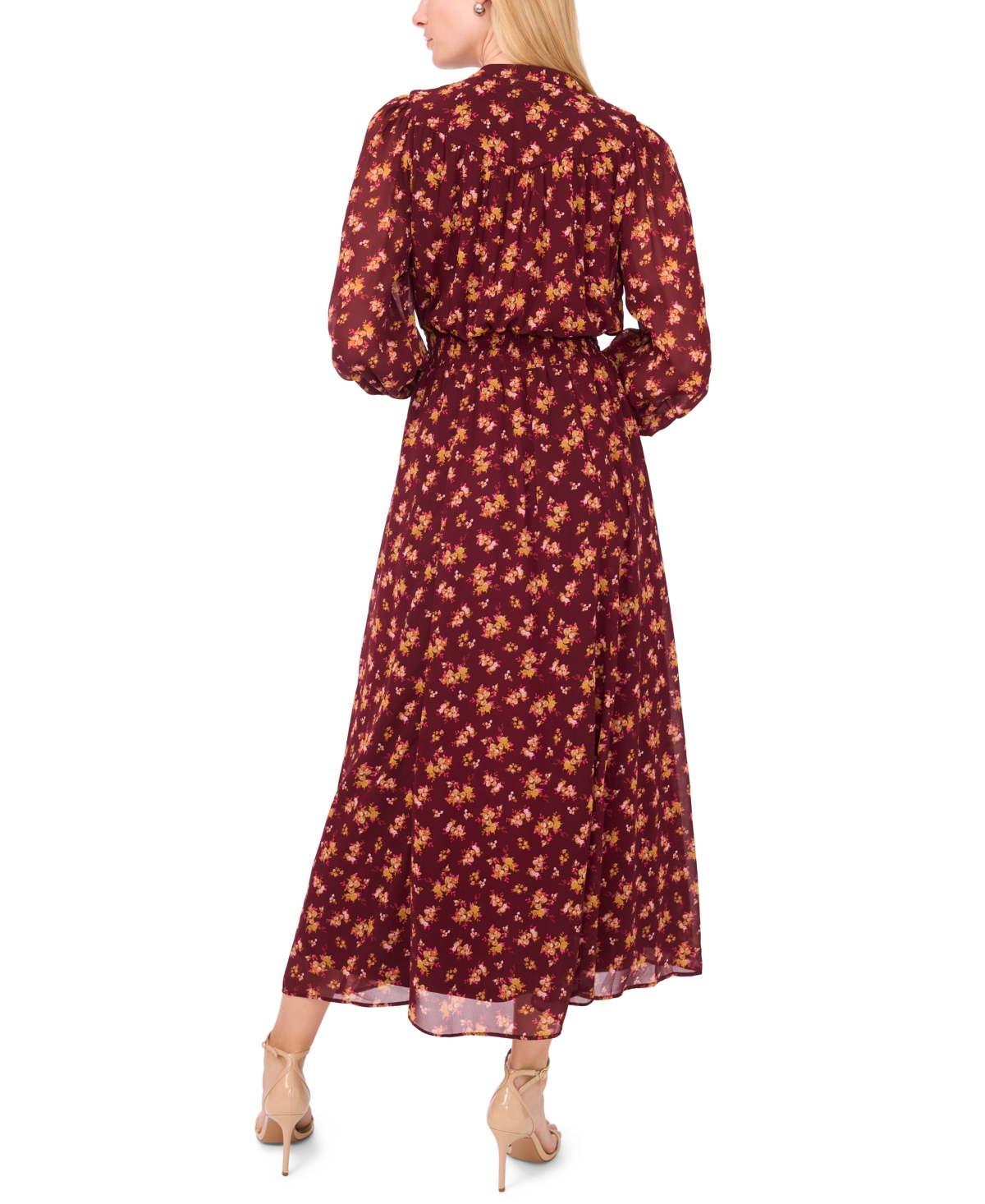 Sam & Jess Women's Shirred Long-sleeve Maxi Dress In Brown