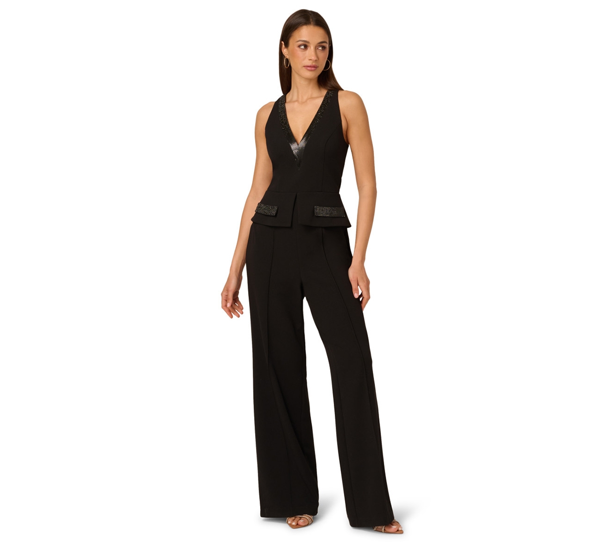 Adrianna Women's Embellished Wide-Leg Peplum Jumpsuit