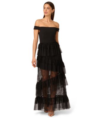 Adrianna - Women's Off-The-Shoulder Layered Lace Gown
