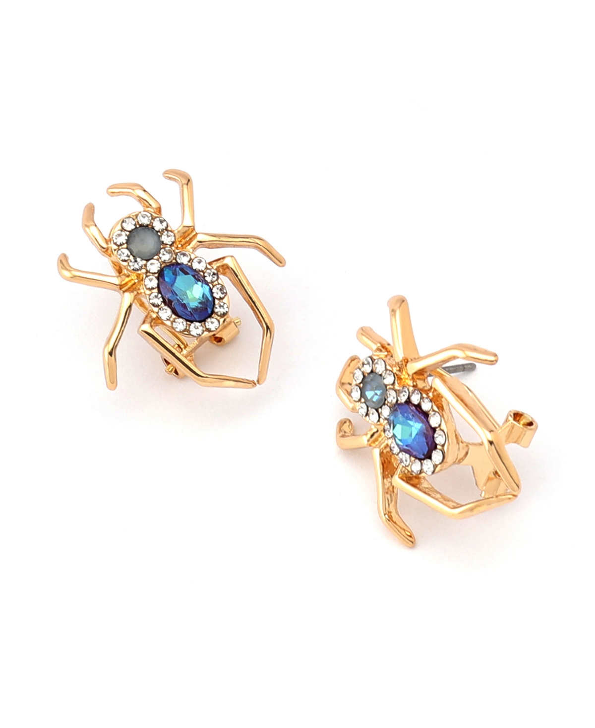 Betsey Johnson Faux Stone Spider Stud Earrings In Multi