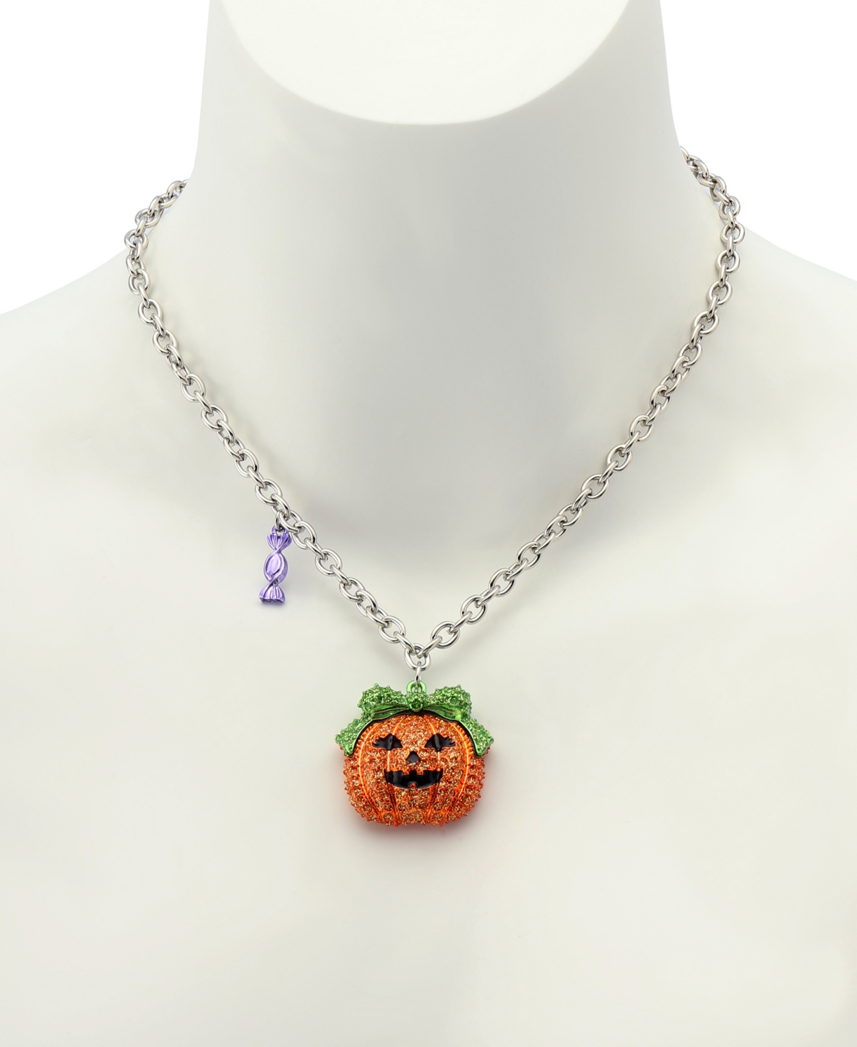 Betsey Johnson Orange Pumpkin Pendant Necklace