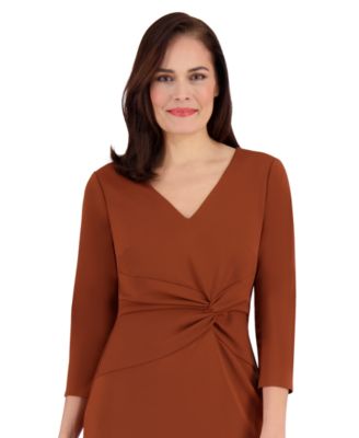 Petite Side-Knit 3/4-Sleeve Midi Dress