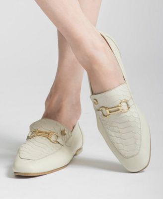 Natural Croc-Embossed Leather Loafers