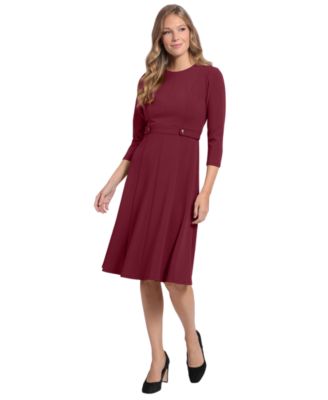 London Times - Petite Side-Tab Fit & Flare Dress