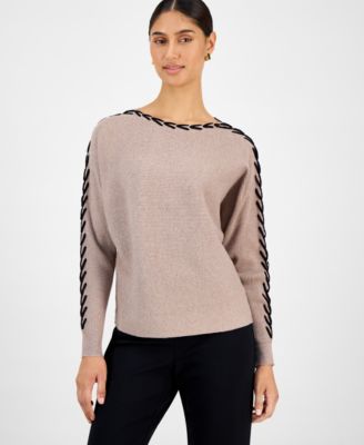 Women's Ribbed Dolman-Sleeve Sweater
