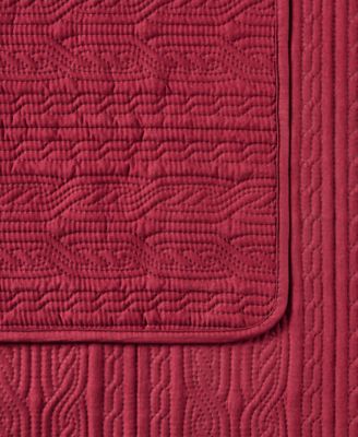 Cable-Knit Pinsonic Microfiber 3-Pc. Quilt Set, Full/Queen