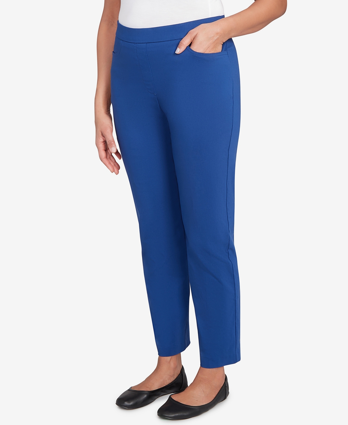 Alfred Dunner Women's Classic Poly Accord Short Length Pants In Blue