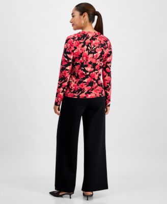 Petite Printed Zip-Front Top, Macy's Exclusive