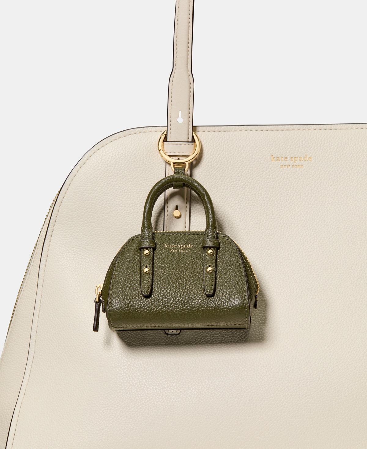 Kate Spade Charmed Pebbled Leather Bag Charm In Green
