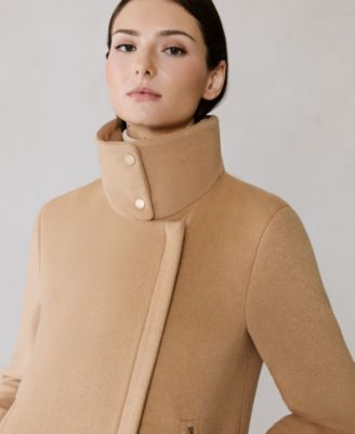 Women's Puffer-Bib Asymmetric Zip-Front Coat