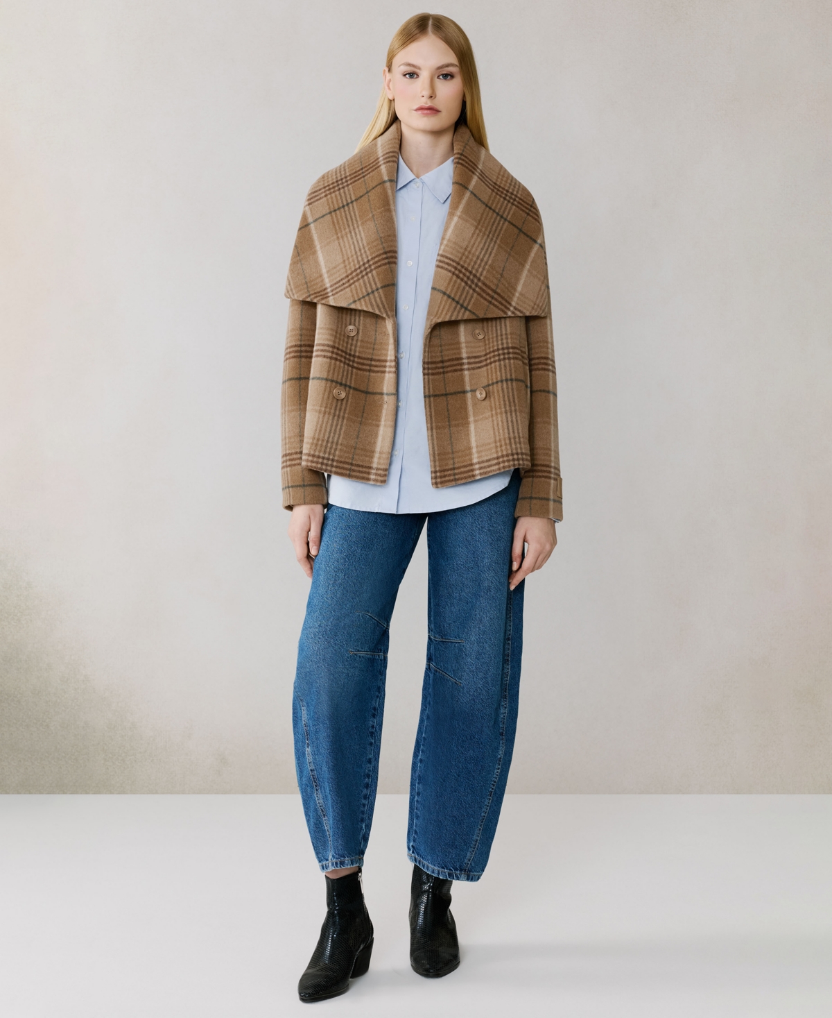 Soia & Kyo Women's Short Plaid Wool Blend Coat