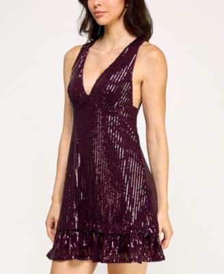 Juniors' Halter Sequin Shift Dress