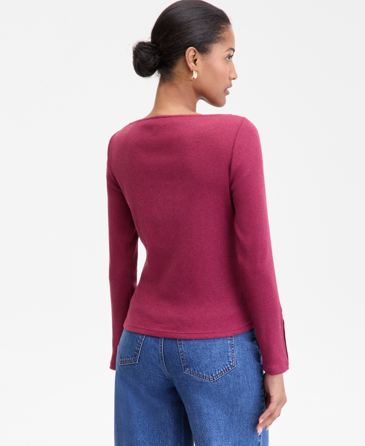 On 34th Women's Button-cuff Boatneck Top, Macy's Exclusive In Pink