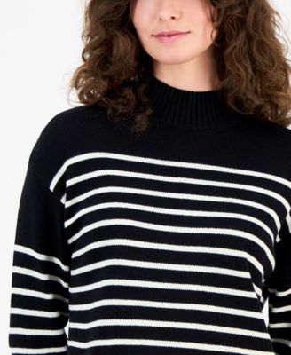 Women's Mock-Neck Stripe Long-Sleeve Sweater 