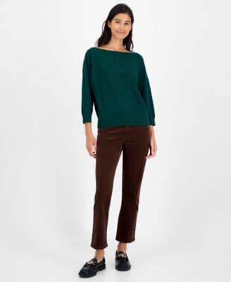 Women's Dolman-Sleeve Boat-Neck Shine Sweater