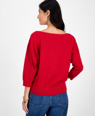 Women's Dolman-Sleeve Boat-Neck Shine Sweater