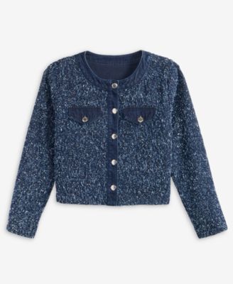 Women's Denim-Trim Tweed Cropped Jacket, Macy's Exclusive