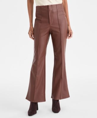 Petite Faux-Leather Flared Pants, Macy's Exclusive 