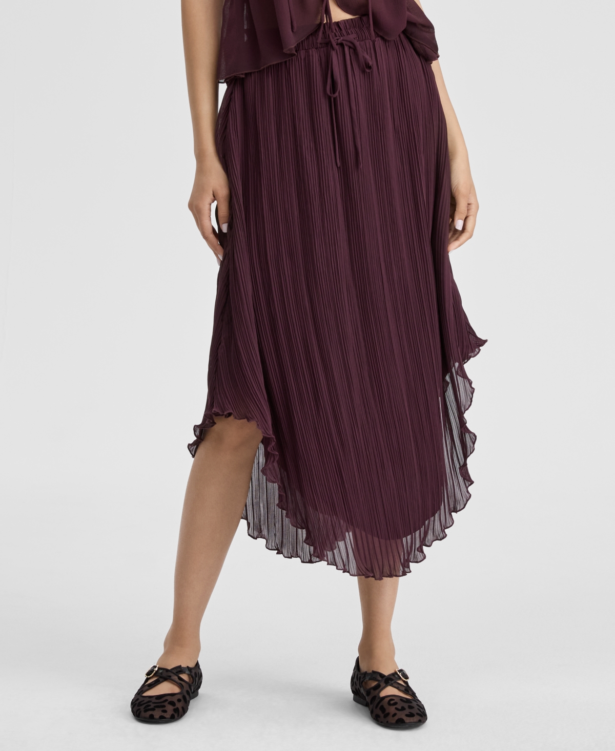 On 34th Women's Curved-hem Pleated Skirt, Macy's Exclusive In Brown