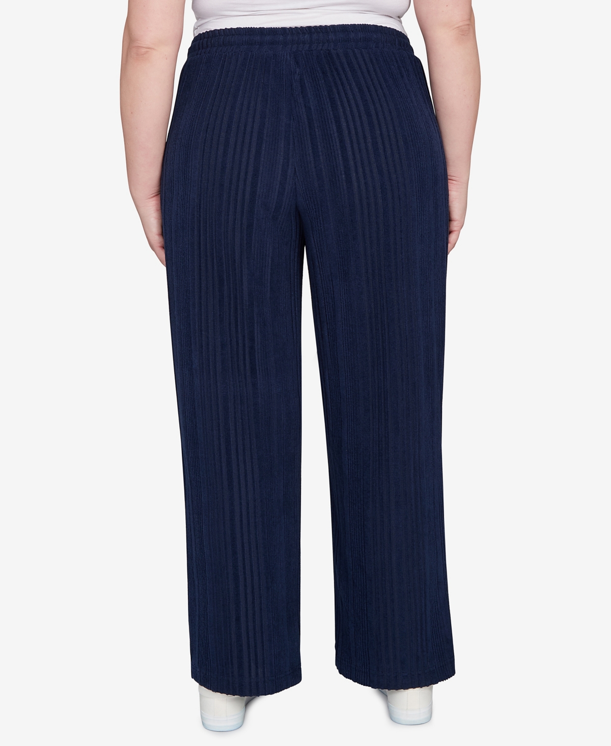 Hearts Of Palm Plus Size Solid Textured Hachi Pants In Blue