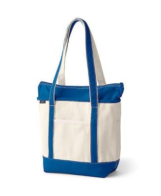 Medium 5 Pocket Zip Top Long Handle Canvas Tote Bag
