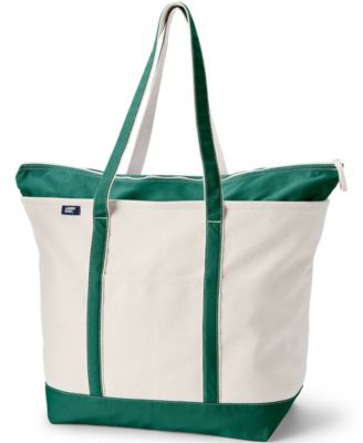 Extra Large 5 Pocket Zip Top Long Handle Canvas Tote Bag