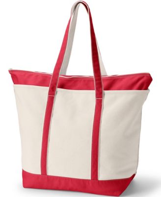 Extra Large 5 Pocket Zip Top Long Handle Canvas Tote Bag